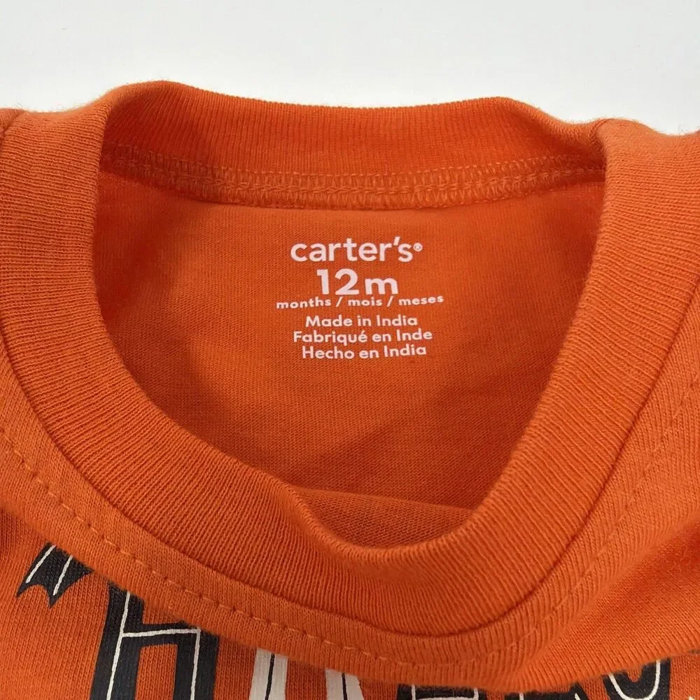 Carter's 12m My First Halloween Bodysuit Orange Long Sleeve Romper NWT